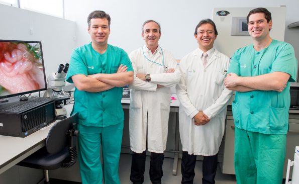 Andrés Barriga, Enrique Páramo, Jorge Collazos y Luis María Romero.Participantes en el primer proyecto del nuevo animalario del Hospital Nacional de Parapléjicos. (Foto: Carlos Monroy)