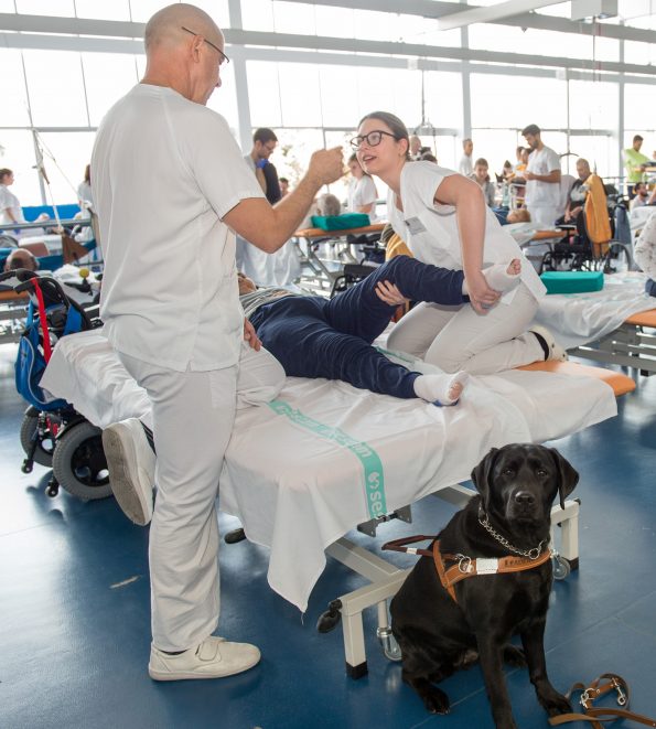 Alumnos de fisioterapia de la ONCE realizan prácticas en el Hospital Nacional de Parapléjicos (Foto: Carlos Monroy // SESCAM)